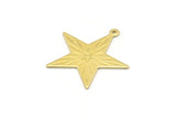 Brass Star Charm, 6 Raw Brass Star Charms With 1 Loop, Pendants, Findings (30x29x0.80mm) A0712