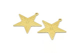 Brass Star Charm, 6 Raw Brass Star Charms With 1 Loop, Pendants, Findings (30x29x0.80mm) A0712