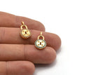 Gold Round Lock Charm, Gold Plated Round Lock, Cubic Zircon, 2 CZ Pave Round Lock Charms, Zircon Charm Pendants With 1 Loop (20x11mm) SY0239