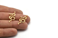 Gold Snake Charm, Gold Plated Snake, Cubic Zircon, CZ Pave Snake Charm, Zircon Charm Pendants (30x14mm) SY0234