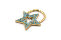 Gold Star Charm, Gold Plated Star, Cubic Zircon, CZ Pave Star Shaped Charm, Zircon Pendants (25x22mm) SY0230
