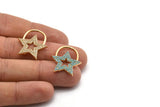 Gold Star Charm, Gold Plated Star, Cubic Zircon, CZ Pave Star Shaped Charm, Zircon Pendants (25x22mm) SY0230