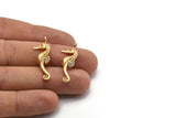 Gold Sea Horse Charm, Gold Plated Sea Horse, Cubic Zircon, CZ Pave Sea Horse Charm, Zircon Charm Pendants (31x11mm) SY0223