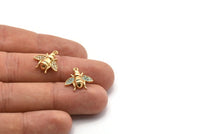 Gold Bee Charm, Gold Plated Bee, Cubic Zircon, 2 CZ Pave Bee Charms, Zircon Charm Pendants With 1 Loop (16x16mm) SY0238
