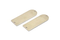 D Shape Rings - 2 Silver Tone Brass D Shape Connectors With 2 Holes  (37x13x0.8mm) BS 1930