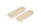 D Shape Rings - 2 Silver Tone Brass D Shape Connectors With 2 Holes  (37x13x0.8mm) BS 1930