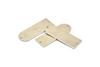 D Shape Rings - 2 Silver Tone Brass D Shape Connectors With 2 Holes  (37x13x0.8mm) BS 1930
