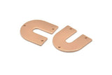 Rose Gold Geometric Charm, 2 Rose Gold Plated Brass U Shaped Pendants With 3 Holes, Earrings, Findings (21.5x21x1mm) D977 Q0852