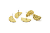 Brass Moon Earring, 4 Raw Brass Moon Phases Stud Earrings (17x9x1.5mm) N1924