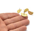Brass Moon Earring, 4 Raw Brass Moon Phases Stud Earrings (17x9x1.5mm) N1924