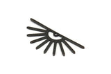 Black Sun Charm, 6 Oxidized Black Brass Sun Charms With 1 Hole (32x14x0.60mm) M02069