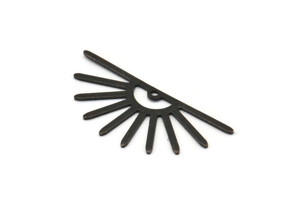 Black Sun Charm, 6 Oxidized Black Brass Sun Charms With 1 Hole (32x14x0.60mm) M02069