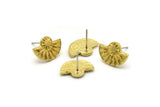Brass Semi Circle Earring, 4 Raw Brass Semi Circle Stud Earrings (14x10x2mm) N1914
