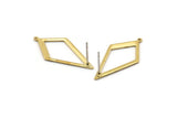 Brass Diamond Earring, 8 Raw Brass Rhombus Stud Earrings Wiht 1 Loop (28x13x0.80mm) D855 A1162