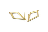 Gold Diamond Earring, 6 Gold Plated Brass Rhombus Stud Earrings Wiht 1 Loop (28x13x0.80mm) D855 A1162