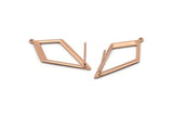 Rose Gold Diamond Earring, 6 Rose Gold Plated Brass Rhombus Stud Earrings Wiht 1 Loop (28x13x0.80mm) D855 A1162