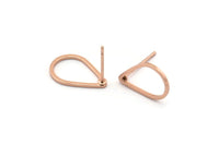 Rose Gold Drop Earring, 8 Rose Gold Plated Brass Drop Stud Earrings (15x10mm) BS 1133 A1133 Q0830