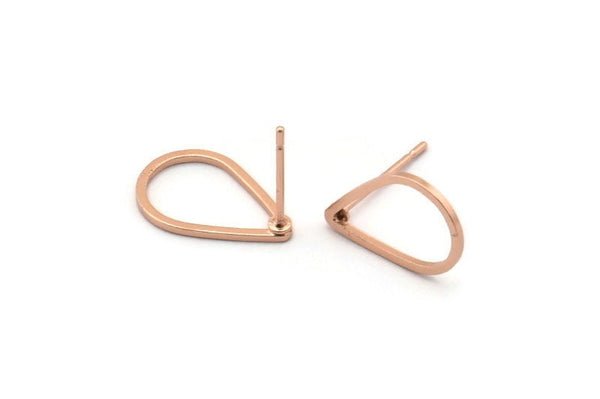 Rose Gold Drop Earring, 8 Rose Gold Plated Brass Drop Stud Earrings (15x10mm) BS 1133 A1133 Q0830