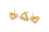 Gold Triangle Earring, 4 Gold Plated Brass Triangle Stud Earrings (10x2mm) D0019 A1128 Q0827