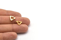 Gold Triangle Earring, 4 Gold Plated Brass Triangle Stud Earrings (10x2mm) D0019 A1128 Q0827