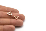 Rose Gold Triangle Earring, 4 Rose Gold Plated Brass Triangle Stud Earrings (10x2mm) D0019 A1128 Q0827