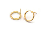 Gold Circle Earring, 6 Gold Plated Brass Circle Stud Earrings (12mm) N0442 A1132 Q0705