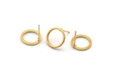 Gold Circle Earring, 6 Gold Plated Brass Circle Stud Earrings (12mm) N0442 A1132 Q0705