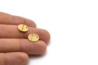 Gold Round Earring, 4 Gold Plated Brass Round Earring Studs (12x0.80mm) M040 A1548 Q1047