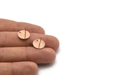 Rose Gold Round Earring, 4 Rose Gold Plated Brass Round Earring Studs (12x0.80mm) M040 A1548 Q1047