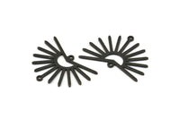Siyah Güneş Tılsımı, 2 Döngülü 6 Dokulu Oksitlenmiş Siyah Pirinç Güneş Tılsımı (22x30x0,80 mm) M02281 H0891
