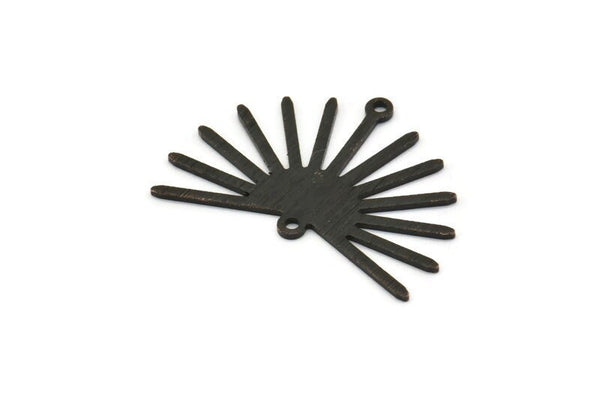 Black Sun Charm, 6 Textured Oxidized Black Brass Sun Charms With 2 Loops (22x30x0.80mm) M02275