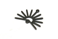 Black Sun Charm, 8 Oxidized Black Brass Sun Charms With 2 Loops (20x25x0.80mm) M02300