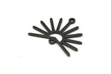 Black Sun Charm, 8 Oxidized Black Brass Sun Charms With 2 Loops (20x25x0.80mm) M02300