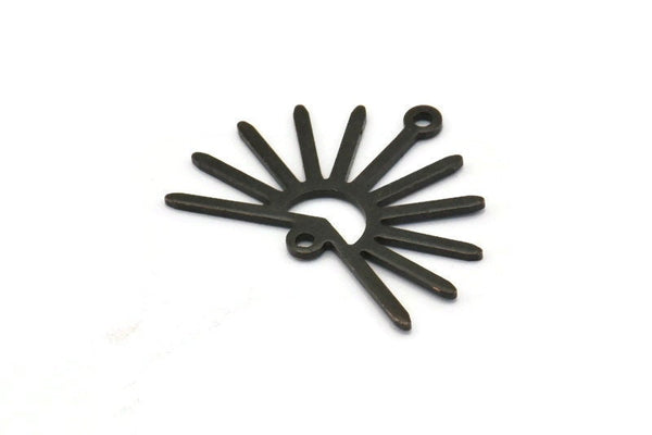 Black Sun Charm, 8 Oxidized Black Brass Sun Charms With 2 Loops (20x25x0.80mm) M02300