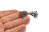 Black Sun Charm, 8 Oxidized Black Brass Sun Charms With 2 Loops (20x25x0.80mm) M02300
