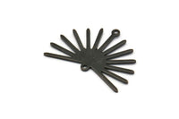 Black Sun Charm, 6 Oxidized Black Brass Sun Charms With 2 Loops (22x30x0.80mm) M02274