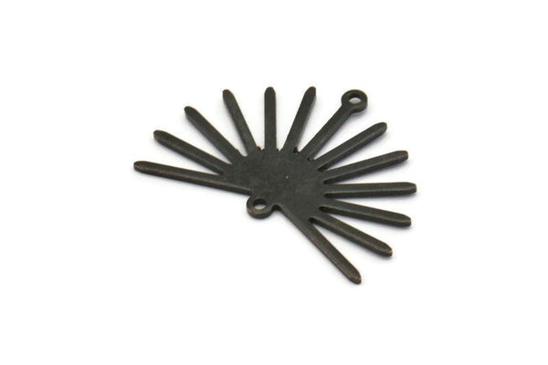 Black Sun Charm, 6 Oxidized Black Brass Sun Charms With 2 Loops (22x30x0.80mm) M02274