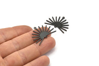 Black Sun Charm, 6 Oxidized Black Brass Sun Charms With 2 Loops (22x30x0.80mm) M02274