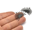 Black Sun Charm, 6 Oxidized Black Brass Sun Charms With 2 Loops (22x30x0.80mm) M02274