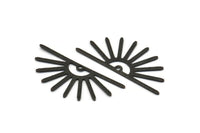 Siyah Güneş Tılsımı, 1 Delikli 8 Dokulu Oksitlenmiş Siyah Pirinç Güneş Tılsımı (32x14x0,60 mm) M02064