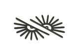 Siyah Güneş Tılsımı, 1 Delikli 8 Dokulu Oksitlenmiş Siyah Pirinç Güneş Tılsımı (32x14x0,60 mm) M02064