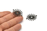 Siyah Güneş Charm, 2 Döngülü 10 Oksitlenmiş Siyah Pirinç Güneş Bağlantı Parçası, Kolye Uçları (29x25x0,80 mm) M01641 H0714