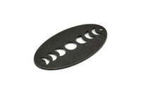 Siyah Oval Charm, 1 Delikli 4 Oksitlenmiş Siyah Pirinç Oval Ay Evreleri Charm (35x19x0,80 mm) M02090