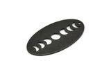 Siyah Oval Charm, 1 Delikli 4 Oksitlenmiş Siyah Pirinç Oval Ay Evreleri Charm (35x19x0,80 mm) M02090