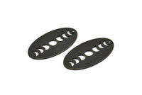 Siyah Oval Charm, 1 Delikli 4 Oksitlenmiş Siyah Pirinç Oval Ay Evreleri Charm (35x19x0,80 mm) M02090