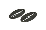 Siyah Oval Charm, 1 Delikli 4 Oksitlenmiş Siyah Pirinç Oval Ay Evreleri Charm (35x19x0,80 mm) M02090