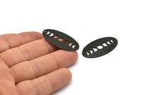 Siyah Oval Charm, 1 Delikli 4 Oksitlenmiş Siyah Pirinç Oval Ay Evreleri Charm (35x19x0,80 mm) M02090