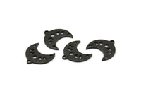 Black Moon Charm, 10 Textured Oxidized Black Brass Crescent Moon Phases Charms With 1 Loop And 2 Holes (15x9x1mm) M01849
