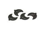 Black Moon Charm, 10 Textured Oxidized Black Brass Crescent Moon Phases Charms With 1 Loop And 2 Holes (15x9x1mm) M01849