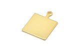 Gold Square Charm, 8 Gold Plated Brass Square Charms With 1 Loop, Earring, Findings (25x18x1mm) D0663